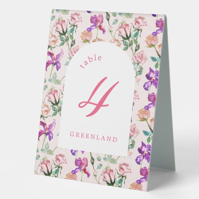 Wild Botanical Maximalism Wedding Table Tent (Front)