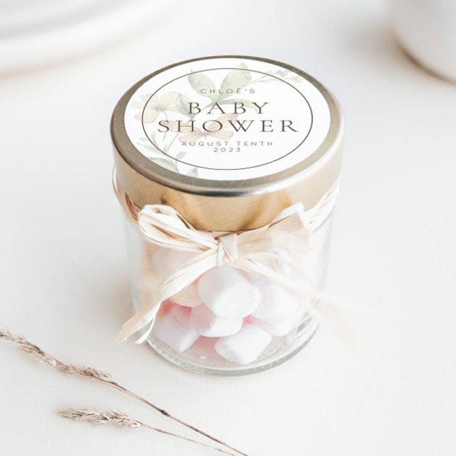 Wild Botanical Rustic Floral Invitation & Favor Classic Round Sticker (Fun and fully customizable favor stickers for your baby shower!)