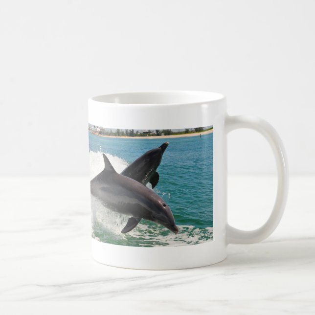 Wild Bottlenose Dolphins Jumping Sanibel FL Mug (Right)