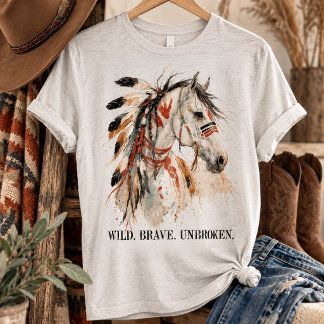 Wild Brave Unbroken Painted Horse Tri-Blend Shirt