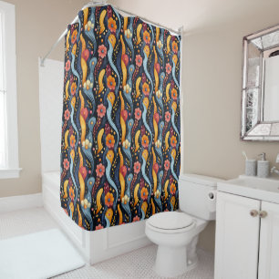Wild Bright Colors Hippy Funky Pattern Shower Curtain