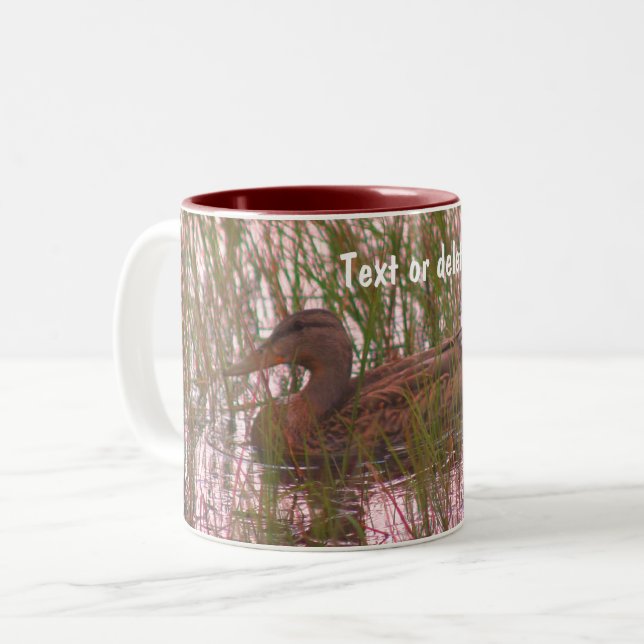 Wild Brown Duck Nature Personalized Two-Tone Coffee Mug (Front Left)