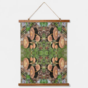 Wild Brown Mushroom Cluster Abstract Hanging Tapestry
