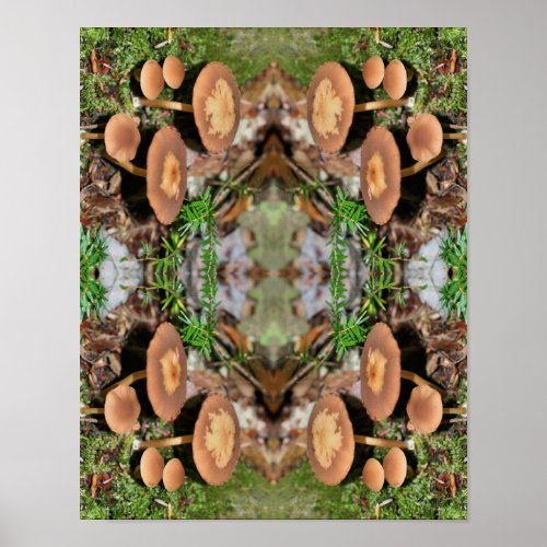 Wild Brown Mushroom Cluster Abstract  Poster