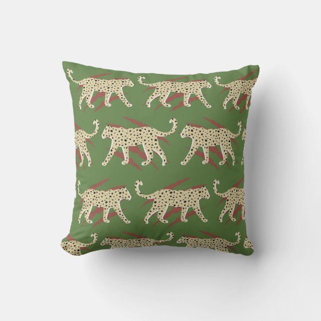 Wild Brushstrokes: Leopard in Repetition Throw Pillow (Front)