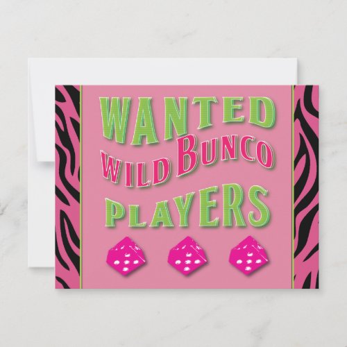 Wild Bunco Players Invitation