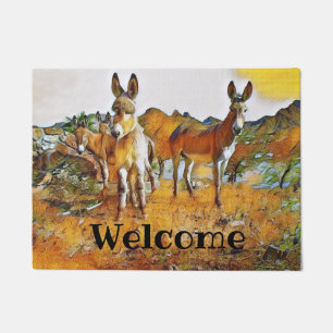 Wild Burros Welcome Doormat