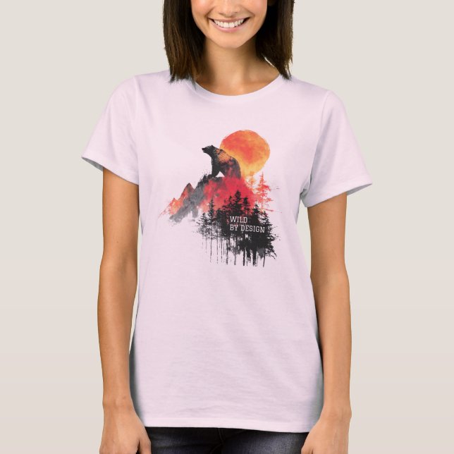 Wild by Design – Abstract Bear & Mountain Wilderne T-Shirt (Front)