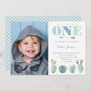Wild Cactus 1st Birthday Party for Boy Invitation