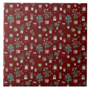 Wild Cactus Pattern Ceramic Tile
