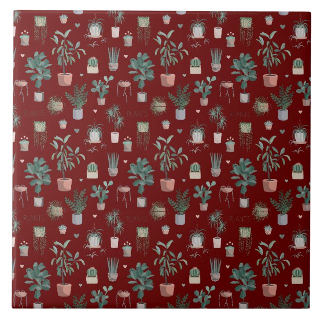 Wild Cactus Pattern Ceramic Tile (Front)