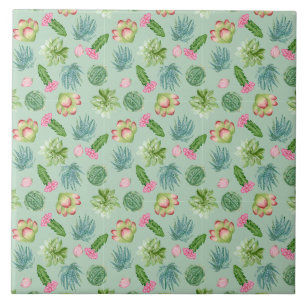 Wild Cactus Pattern Ceramic Tile