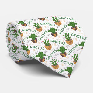 Wild Cactus Pattern Neck Tie