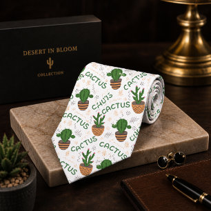 Wild Cactus Pattern Neck Tie