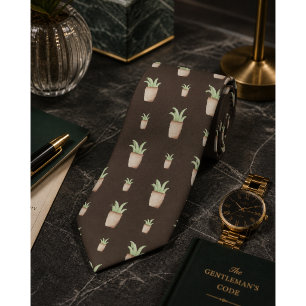 Wild Cactus Pattern Neck Tie