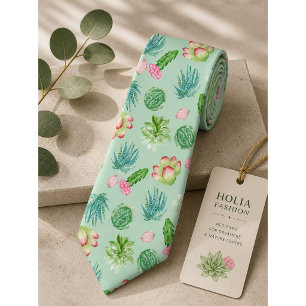 Wild Cactus Pattern Neck Tie