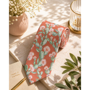 Wild Cactus Pattern Neck Tie