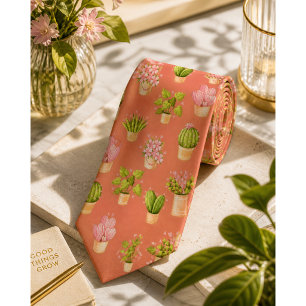 Wild Cactus Pattern Neck Tie