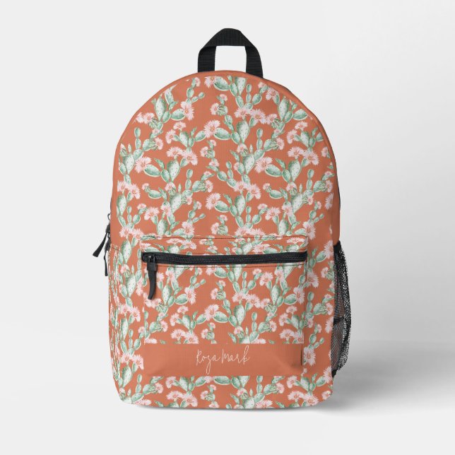Wild Cactus Pattern Printed Backpack (Front)