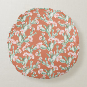 Wild Cactus Pattern Round Pillow