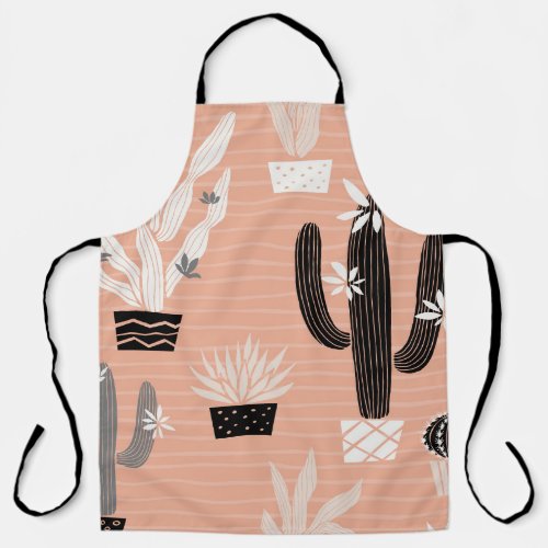 Wild Cactuses Colorful Watercolor Pattern Apron