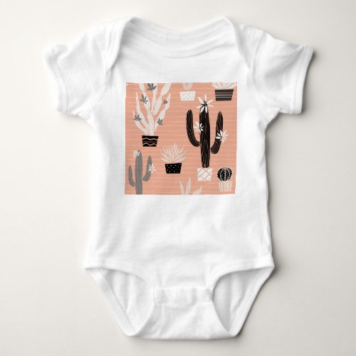 Wild Cactuses Colorful Watercolor Pattern Baby Bodysuit