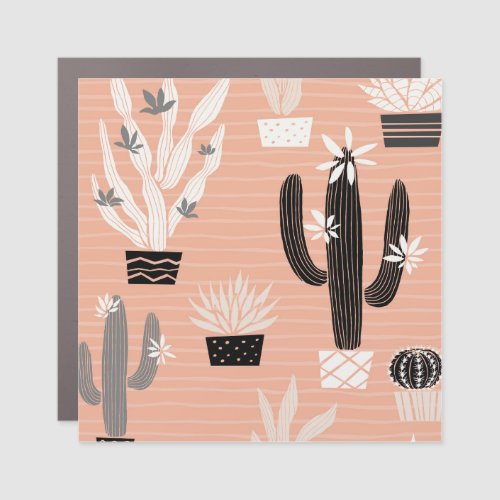 Wild Cactuses Colorful Watercolor Pattern Car Magnet