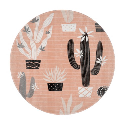 Wild Cactuses Colorful Watercolor Pattern Cutting Board