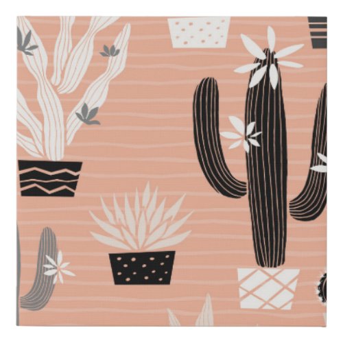 Wild Cactuses Colorful Watercolor Pattern Faux Canvas Print