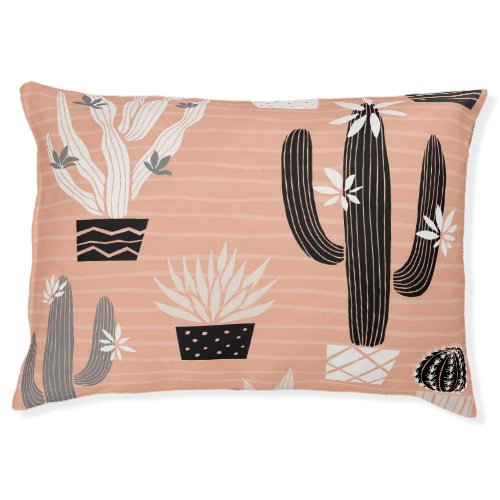 Wild Cactuses Colorful Watercolor Pattern Pet Bed