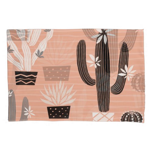 Wild Cactuses Colorful Watercolor Pattern Pillow Case