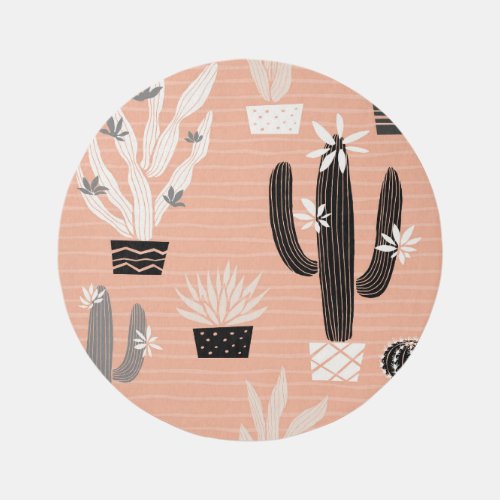 Wild Cactuses Colorful Watercolor Pattern Rug