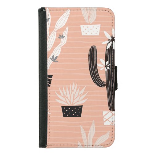 Wild Cactuses Colorful Watercolor Pattern Samsung Galaxy S5 Wallet Case