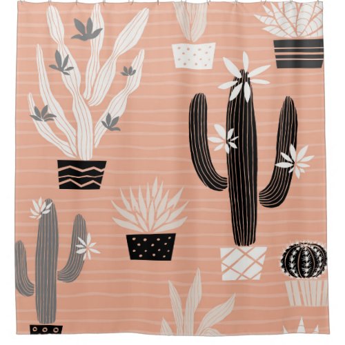 Wild Cactuses Colorful Watercolor Pattern Shower Curtain