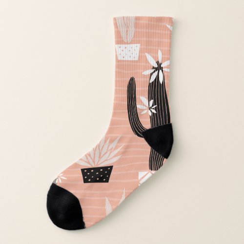 Wild Cactuses Colorful Watercolor Pattern Socks