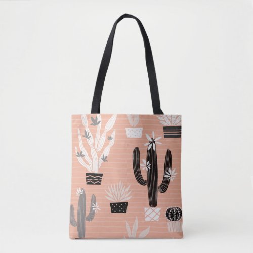 Wild Cactuses Colorful Watercolor Pattern Tote Bag