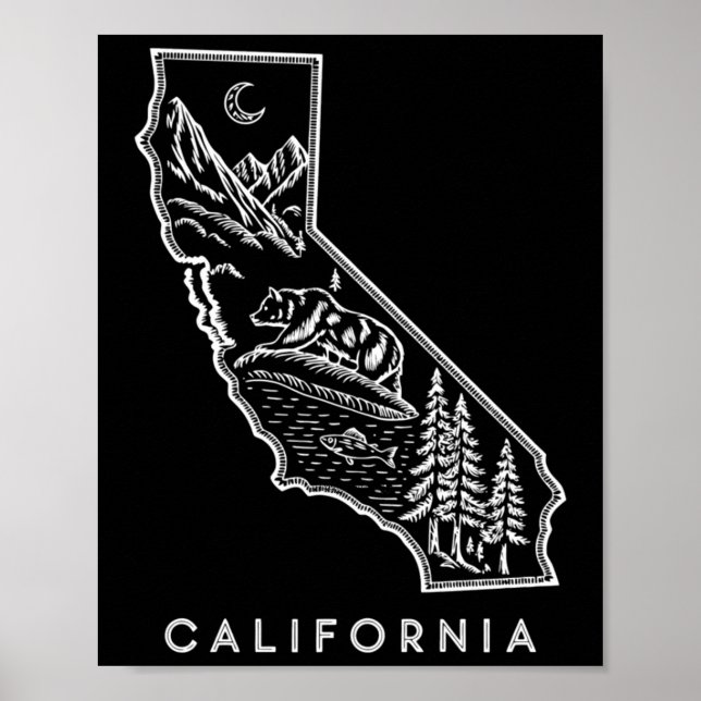 Wild California Heritage Map Sticker  Poster (Front)