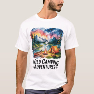 Wild Camping Adventures Watercolor Design T-Shirt