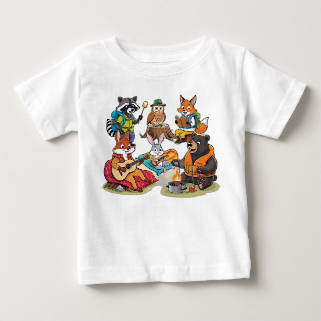 Wild Camping Crew: Animal Adventure Baby T-Shirt (Front)