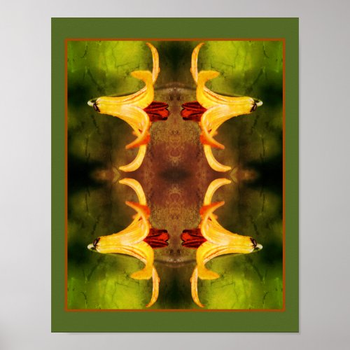 Wild Canada Lily And Insect Abstract Distressed Poster