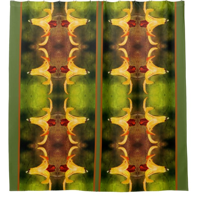 Wild Canada Lily And Insect Distressed Art Shower Curtain (Front)