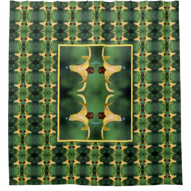 Wild Canada Lily And Insect Nature Art Pattern Shower Curtain (Front)
