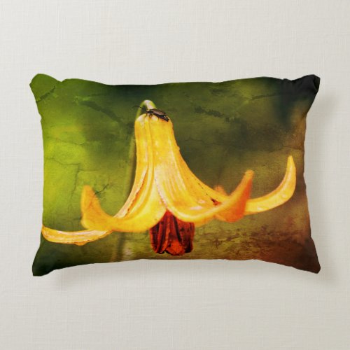 Wild Canada Lily With Insect Abstract  Accent Pillow