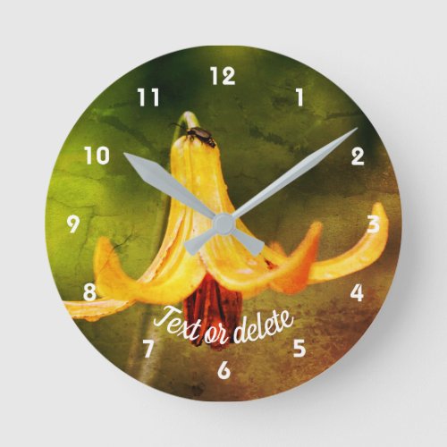 Wild Canada Lily With Insect Abstract Personalized Round Clock