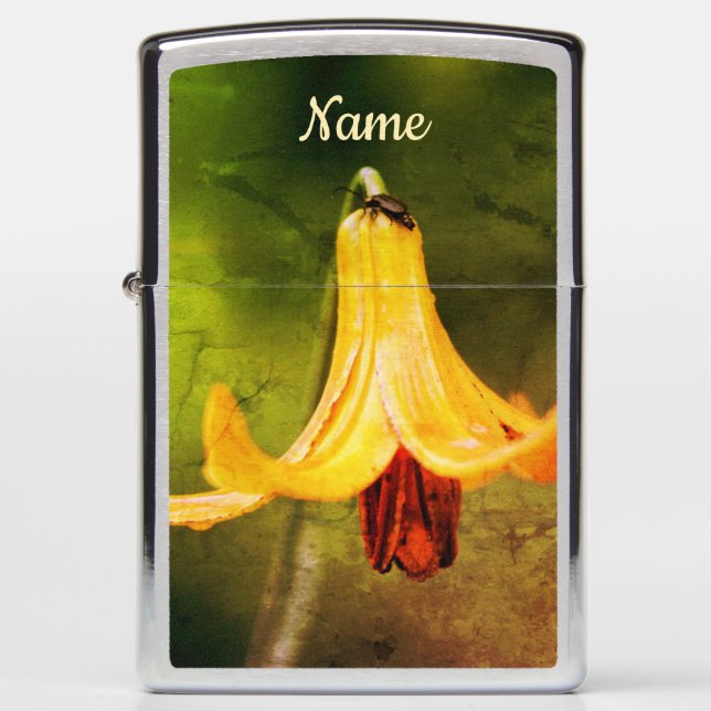 Wild Canada Lily With Insect Abstract Personalized Zippo Lighter (Front)