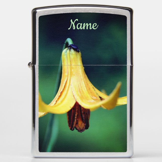 Wild Canada Lily With Insect Personalized Zippo Lighter (Front)