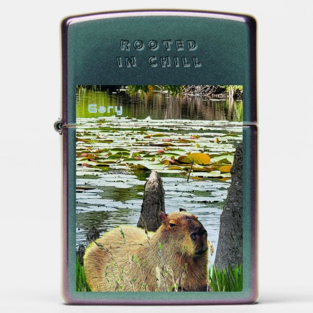 Wild Capybara (w/ Name or Intials) Zippo Lighter (Front)