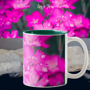 Wild carnations after rain Two-Tone coffee mug