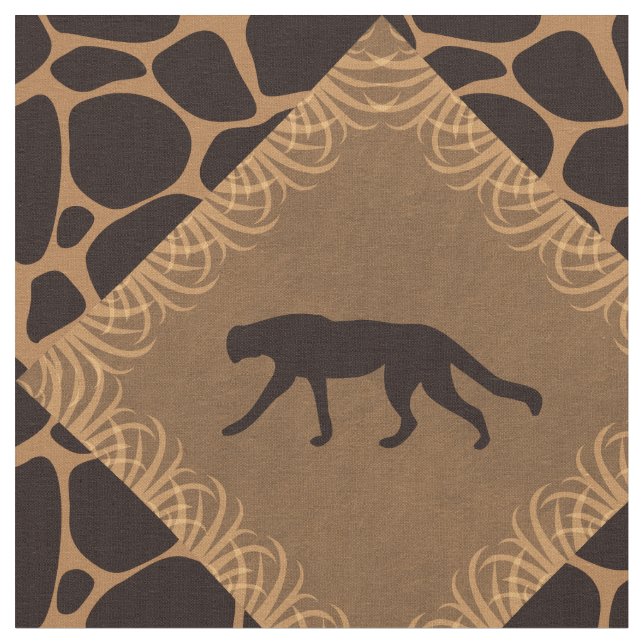 Wild Cat & Animal Print Diamond Pattern. Fabric (Close Up)