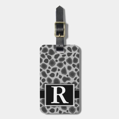 Wild Cat Animal Print Modern Elegant Monogram Luggage Tag